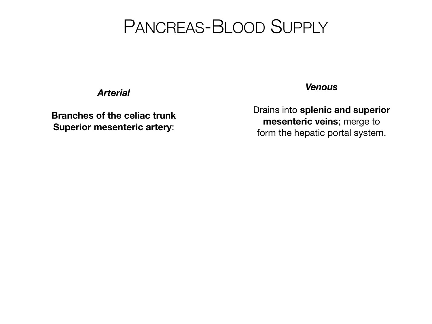Slide 65 of 97: Pancreas-blood supply. Dr. Rennie digestive anatomy lecture slide.