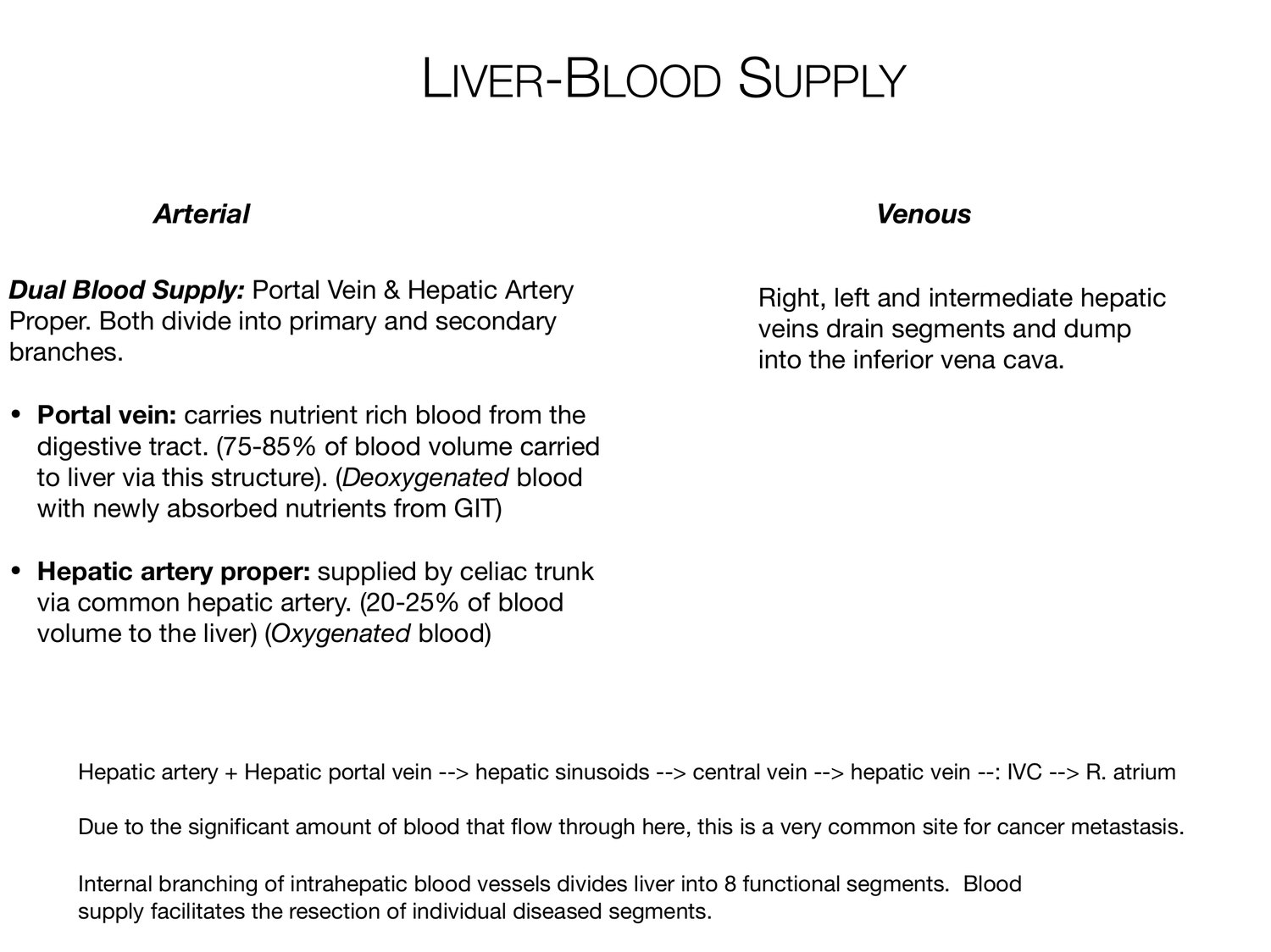 Slide 76 of 97: Liver-blood supply. Dr. Rennie digestive anatomy lecture slide.